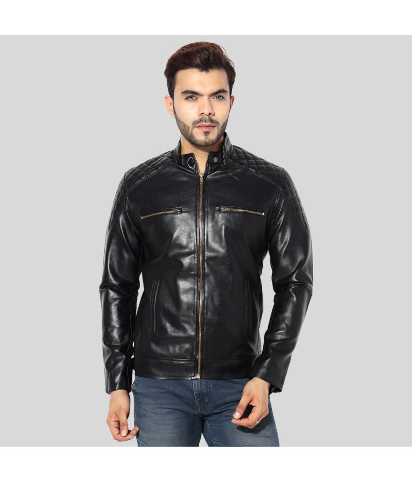     			GARMADIAN - Black PU Leather Slim Fit Men's Leather Jacket ( Pack of 1 )