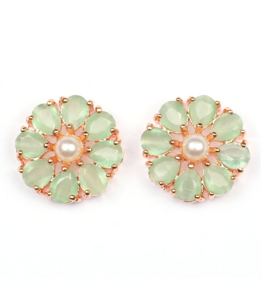     			Jewels Corner - Light Green Stud Earrings ( Pack of 1 )