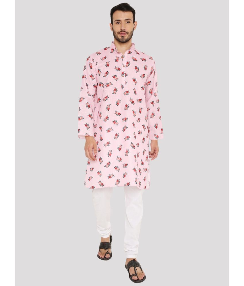     			Maharaja - Pink Linen Regular Fit Men's Kurta Pyjama Set ( Pack of 1 )