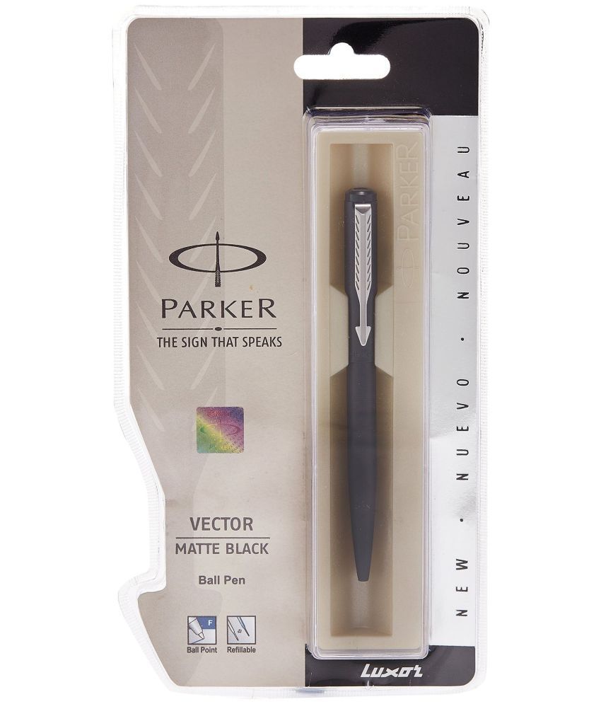     			Parker Vector Ball Pen, Matte Black, Pack of 4 (PC_195)