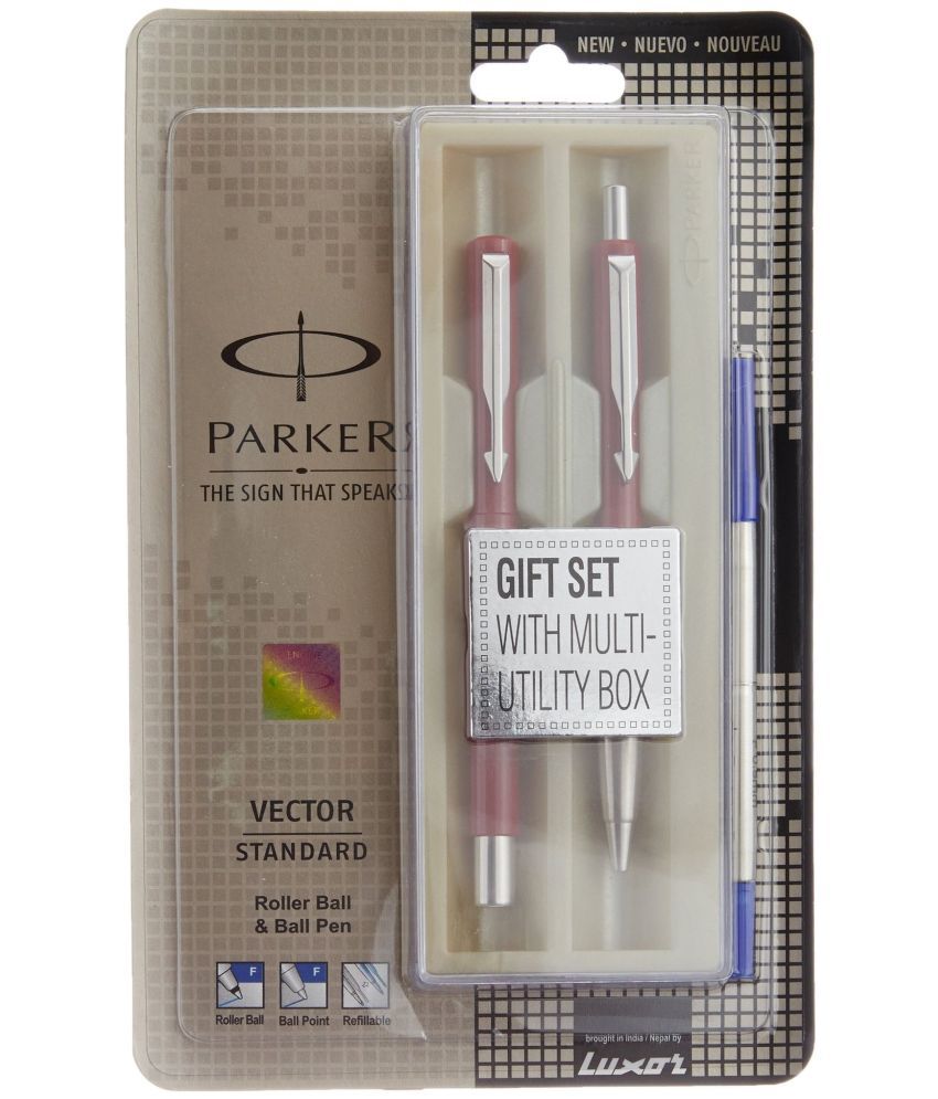     			Parker Vector Standard Roller Ball Pen and Ball Pen - Red Body, Pack of 3