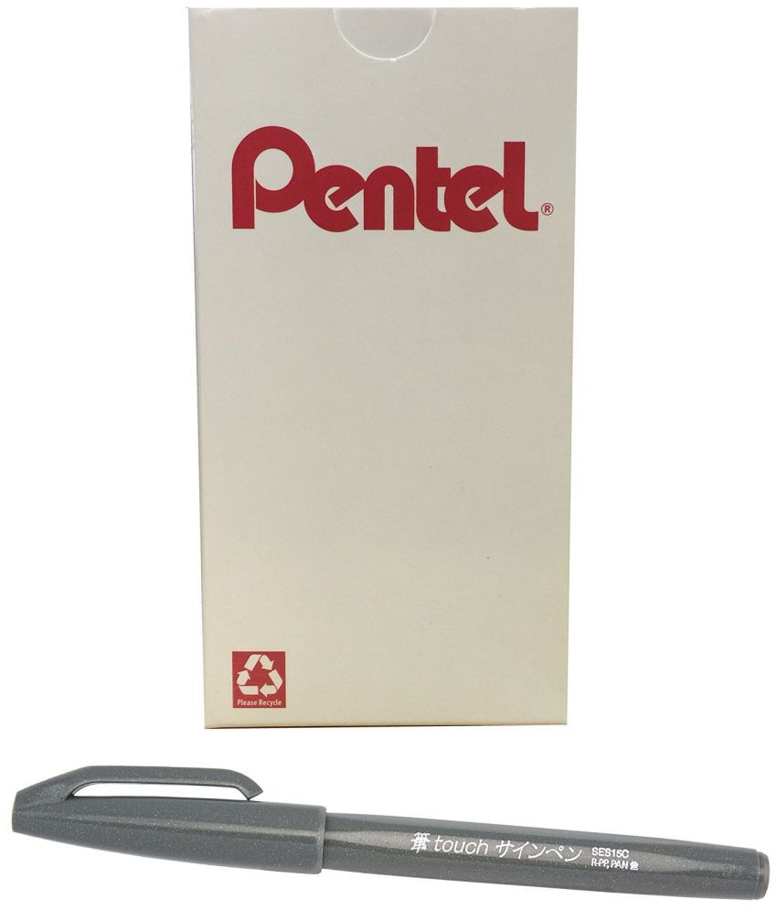     			Pentel Arts Sign Pen Brsh Tip, Gray Ink, Box of 12 (SES15C-N)