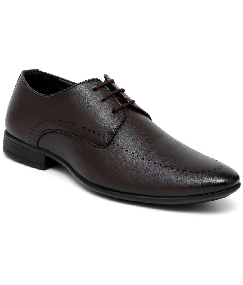     			SHUAN - Brown Men's Derby Formal Shoes