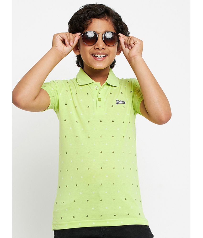     			UNIBERRY - Lime Green Cotton Blend Boy's Polo T-Shirt ( Pack of 1 )