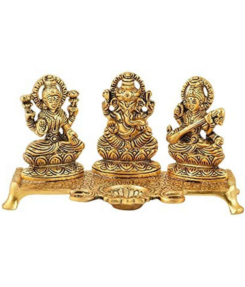     			VARKAUS - Brass Lakshmi Ganesha Saraswati Idol ( 19 cm )