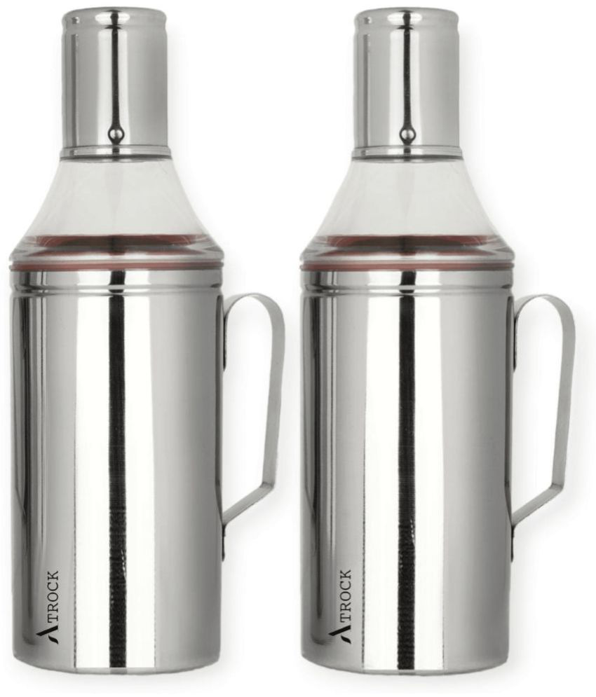     			ATROCK - Steel Silver Oil Container ( Set of 2 )