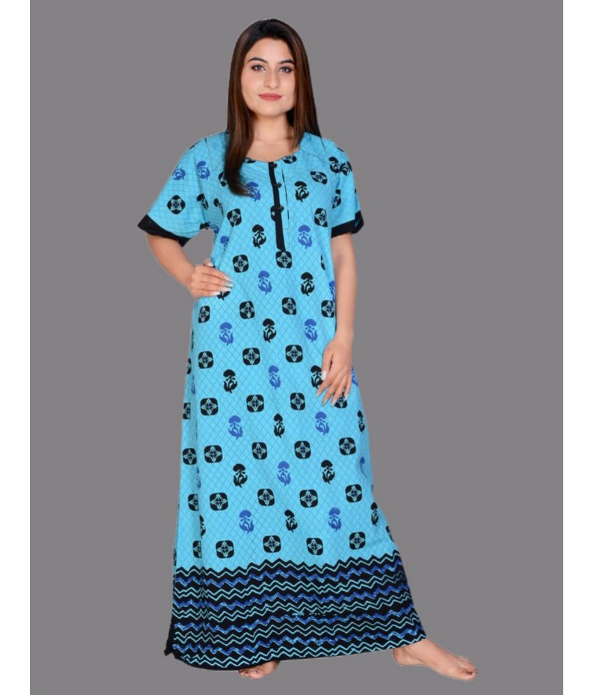     			Apratim - Blue Cotton Women's Nightwear Nighty & Night Gowns ( Pack of 1 )