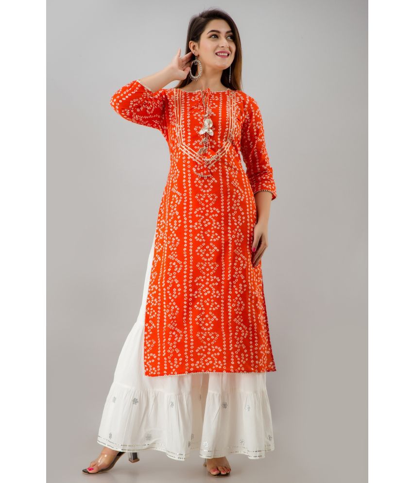     			FabbibaPrints - Orange Straight Rayon Women's Stitched Salwar Suit ( Pack of 1 )
