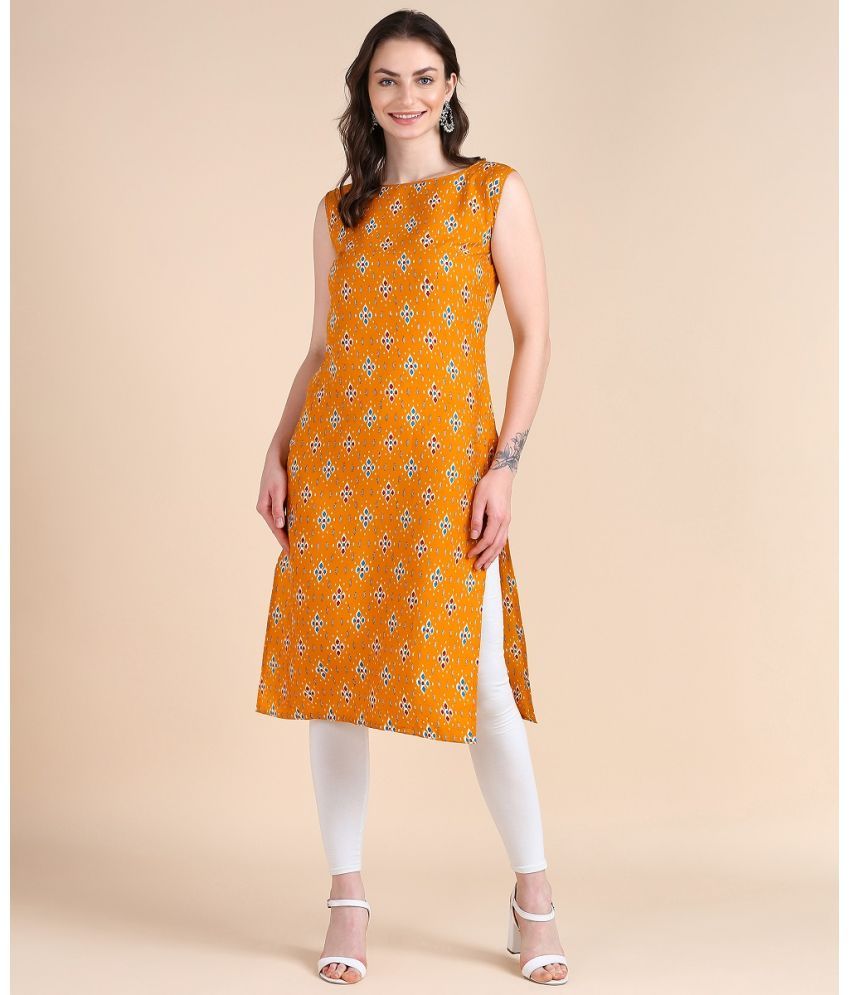     			Hiva Trendz - Orange Crepe Women's Straight Kurti ( Pack of 1 )