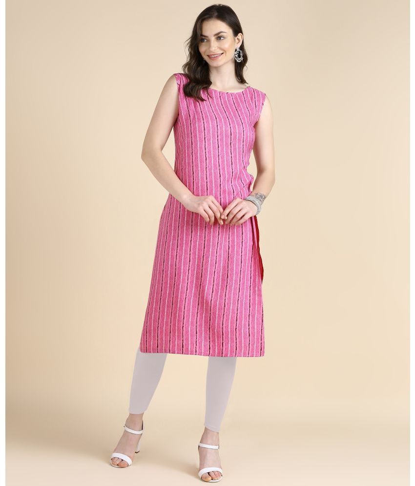     			Hiva Trendz - Pink Crepe Women's Straight Kurti ( Pack of 1 )