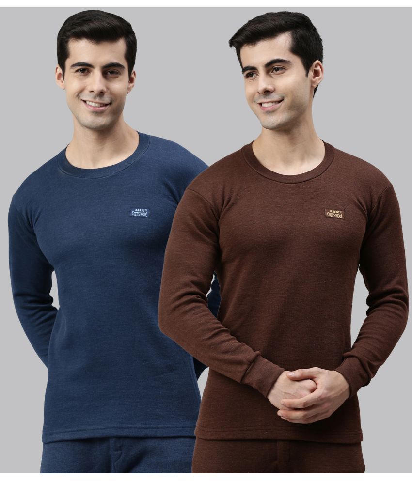     			Lux Cottswool Pack of 2 Cotton Blend Thermal Tops For Men's ( Multicolor )