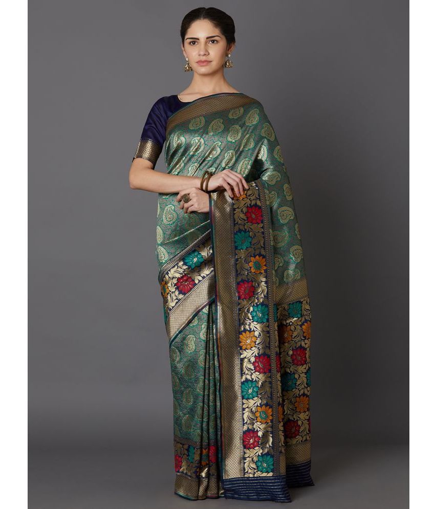     			SareeShop Designer SareeS - Green Cotton Silk Saree With Blouse Piece ( Pack of 1 )
