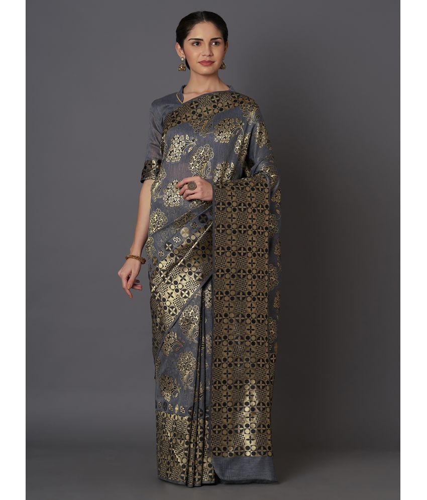     			SareeShop Designer SareeS - Grey Cotton Silk Saree With Blouse Piece ( Pack of 1 )
