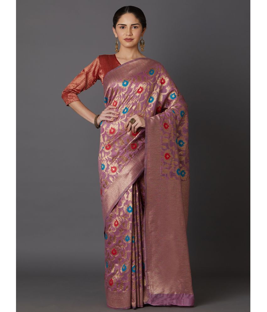     			SareeShop Designer SareeS - Purple Cotton Silk Saree With Blouse Piece ( Pack of 1 )