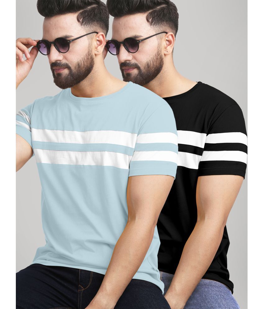     			AUSK - Black Cotton Blend Regular Fit Men's T-Shirt ( Pack of 2 )