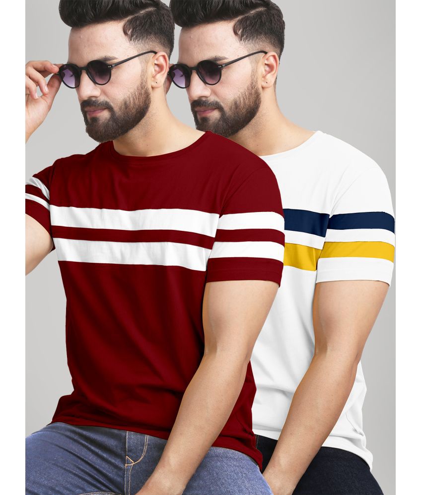     			AUSK - Maroon Cotton Blend Regular Fit Men's T-Shirt ( Pack of 2 )