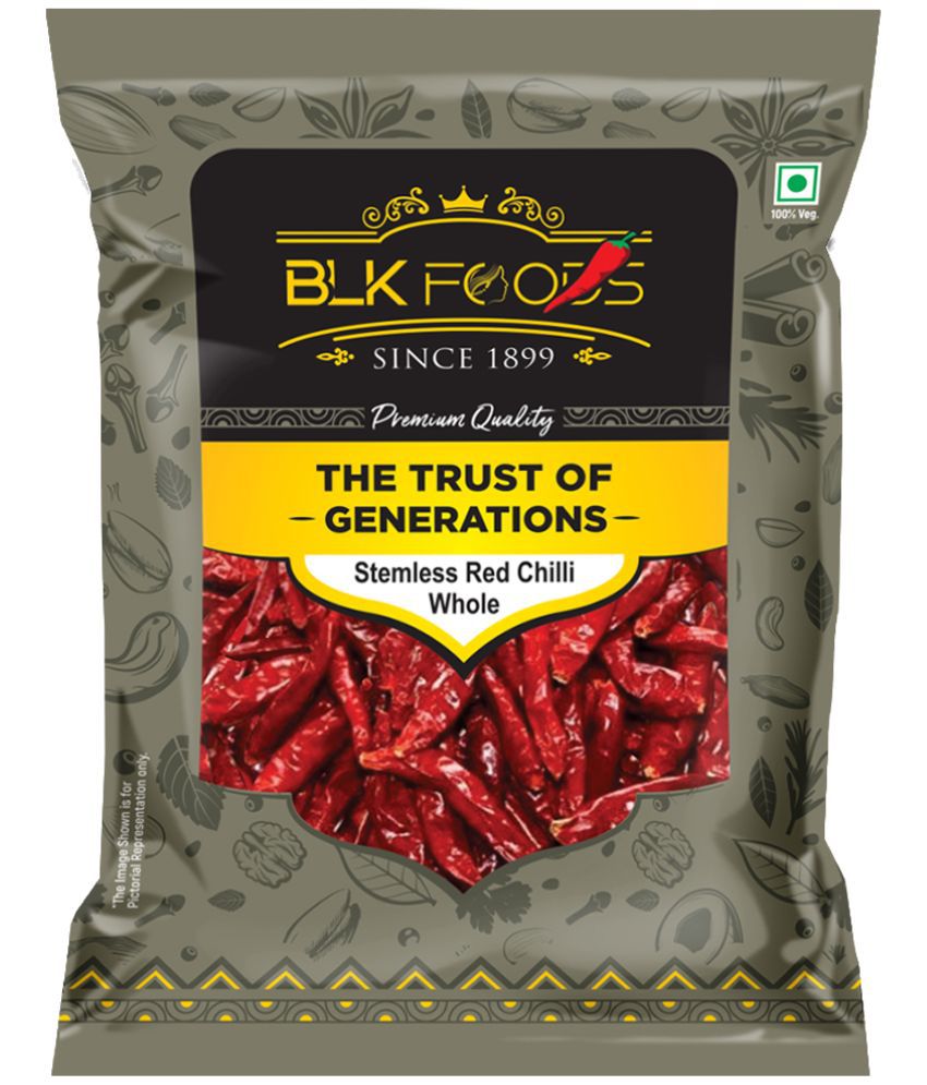     			BLK FOODS _Daily Stemless Red Chilli Whole (Lal Mirch Sabut) 100g 100 gm