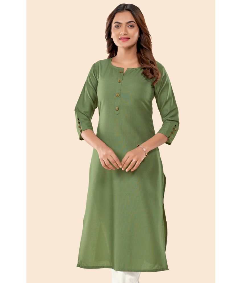     			Glomee - Olive Cotton Women's Straight Kurti ( Pack of 1 )