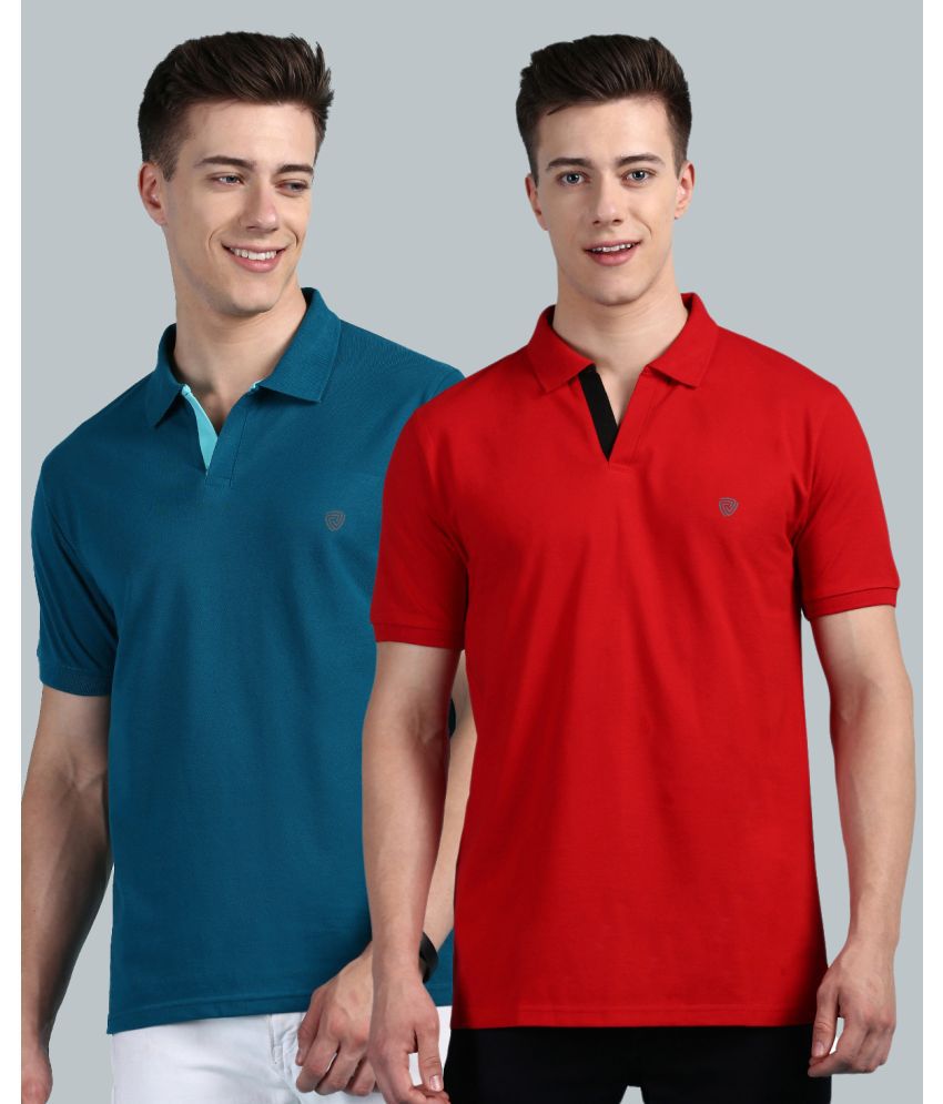     			Lux Cozi - Red Cotton Regular Fit Men's Polo T Shirt ( Pack of 2 )
