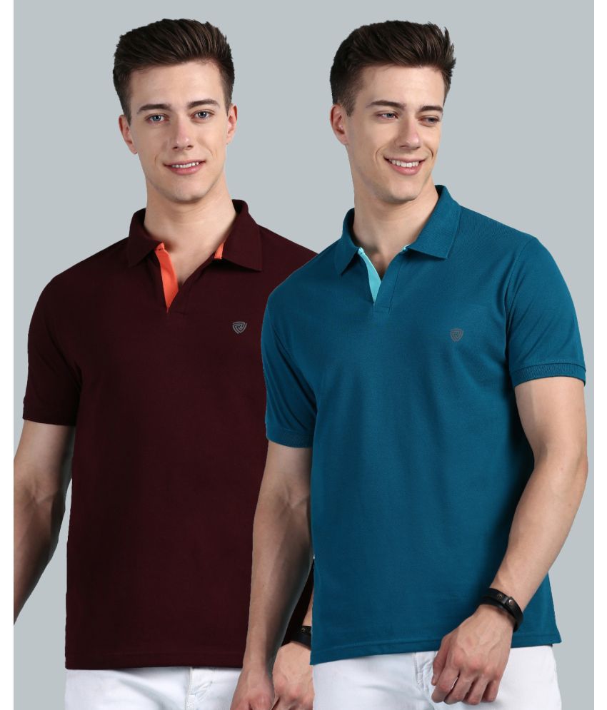     			Lux Cozi - Teal Blue Cotton Regular Fit Men's Polo T Shirt ( Pack of 2 )