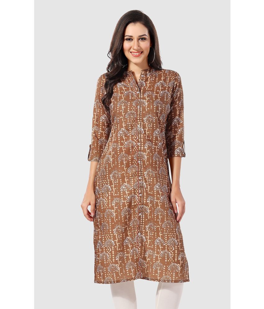     			Meher Impex - Brown Cotton Women's Straight Kurti ( Pack of 1 )