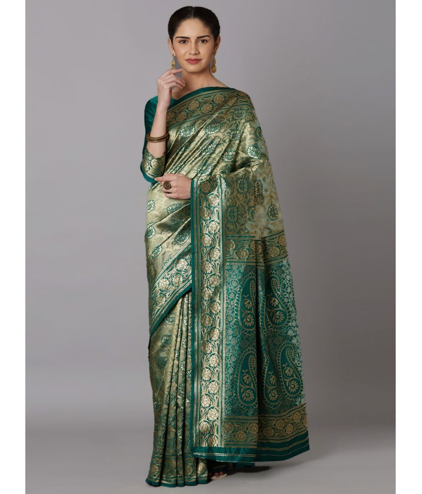     			SareeShop Designer SareeS - Green Cotton Silk Saree With Blouse Piece ( Pack of 1 )