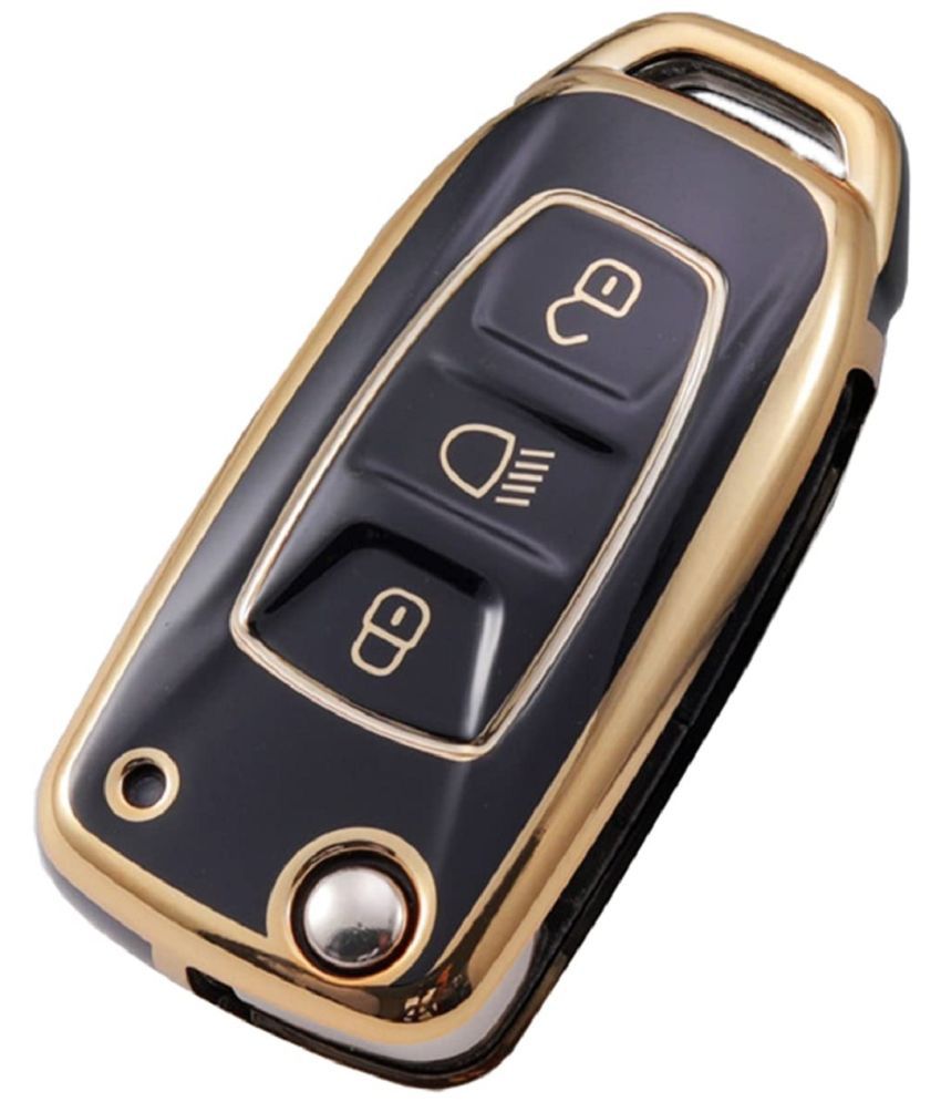     			Style Smith TPU Car Key Cover for Tata Nexon | Altroz | Punch | Harrier | Tiago | Safari | Tigor 3 Button Flip Key Cover (Black)