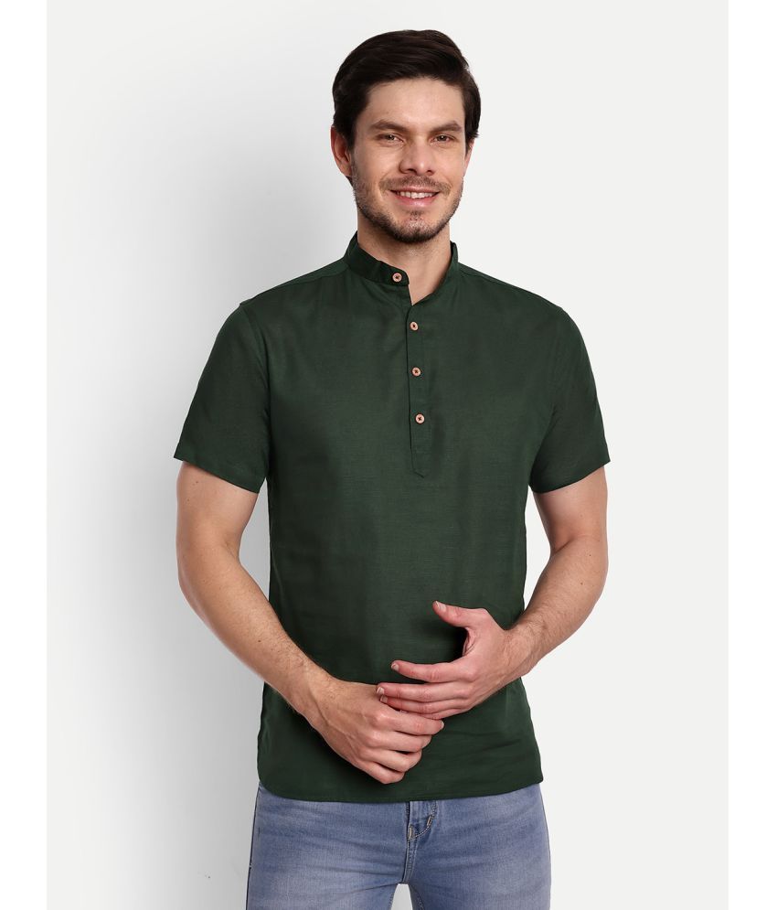     			Vida Loca - Green Cotton Blend Men's Shirt Style Kurta ( Pack of 1 )