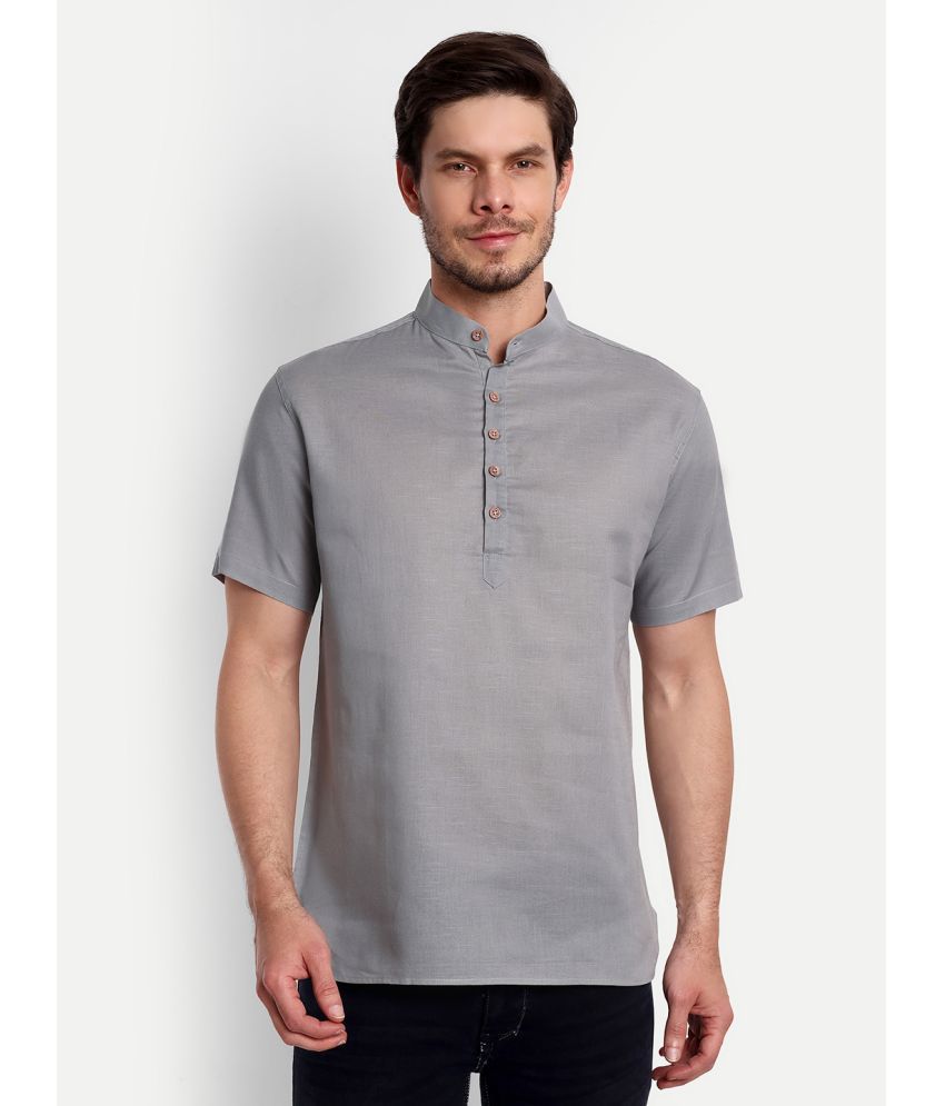     			Vida Loca - Grey Cotton Blend Men's Shirt Style Kurta ( Pack of 1 )