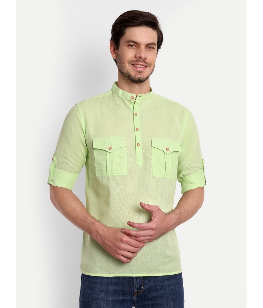     			Vida Loca - Sea Green Cotton Blend Men's Shirt Style Kurta ( Pack of 1 )