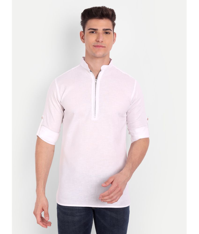     			Vida Loca - White Cotton Blend Men's Shirt Style Kurta ( Pack of 1 )