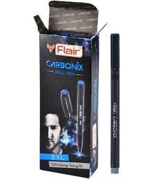 FLAIR Carbonix Blue Ball Pen | Medium Nib With Liquid Ink | Light Weight Ball Pen | Comfortable Grip | Extra Smooth Writing Experience | Ideal for School, Collage, Office | Blue, Pack Of 20