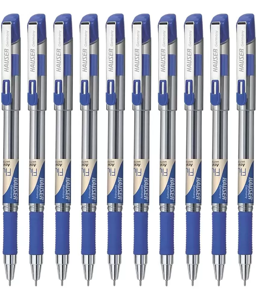 Hauser XO 0.6mm Ball Pen Box Pack | Sleek Body & Minimalistic Design | Matt  Finish & Solid Body Type | Low Viscosity Ink With Ultra Durable Tip | Blue