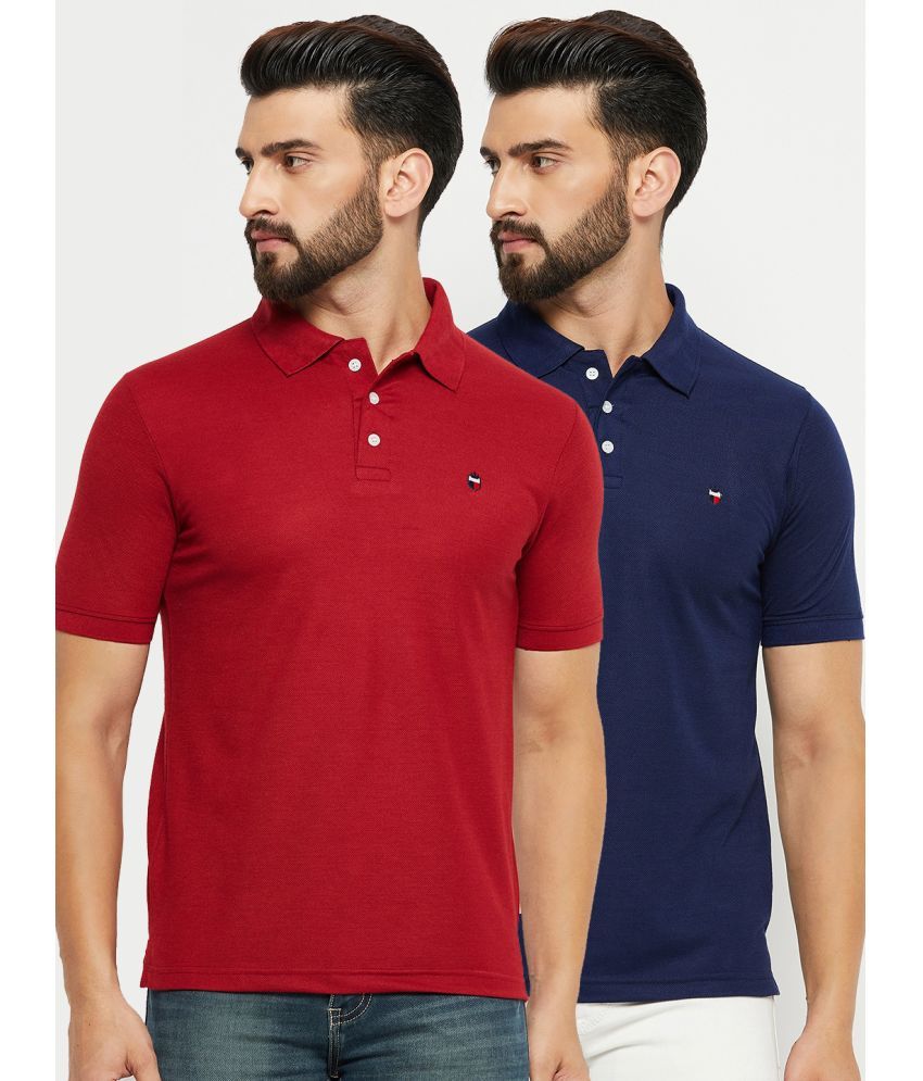     			Emerald - Maroon Cotton Blend Regular Fit Men's Polo T Shirt ( Pack of 2 )