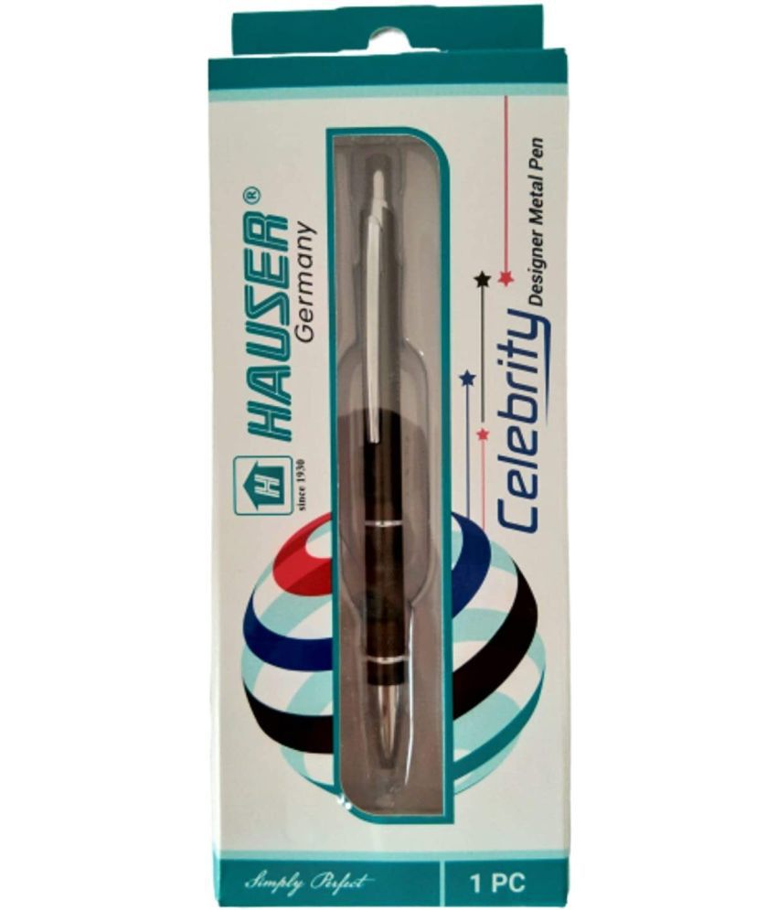     			Hauser Celebrity Designer Ball Pen Box Pack | Metal Body With Stylish Design | Retractable Mechanism For Smudge Free Writing | Durable, Refillable Pen | Blue Ink, Pack of 3