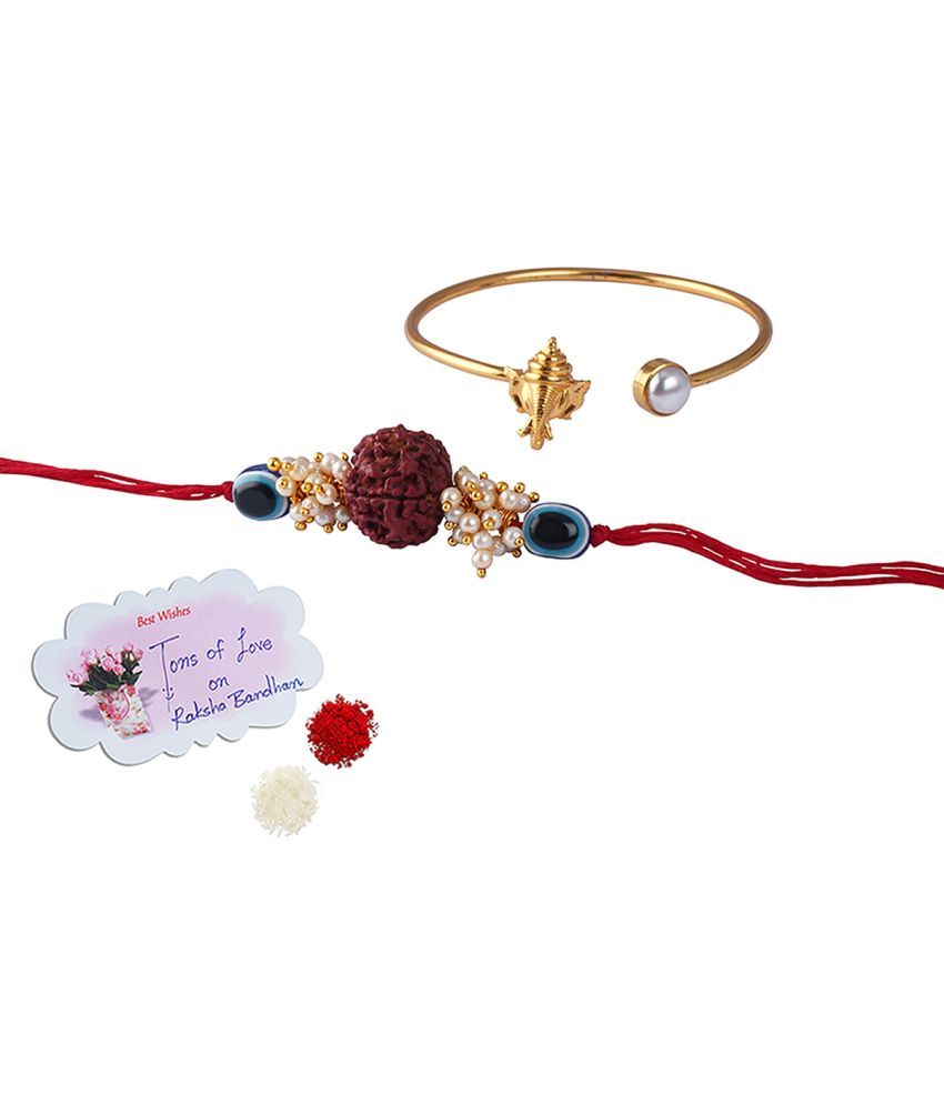     			JFL - Jewellery For Less - Gold Rakhi Combo ( Pack of 2 )