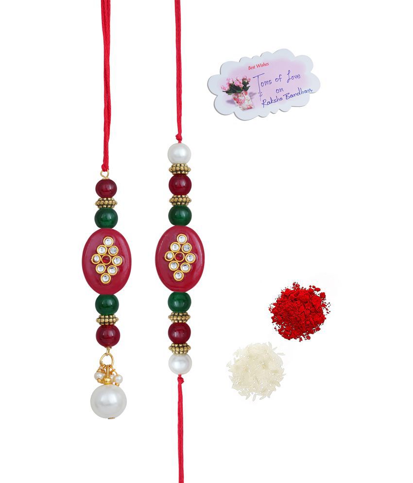     			JFL - Jewellery For Less - Red Rakhi ( Pack of 2 )