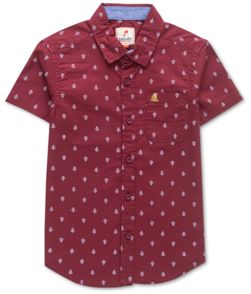     			JusCubs Boys Cotton Toddlers All Over Print Shirt - Maroon (Pack of 1)