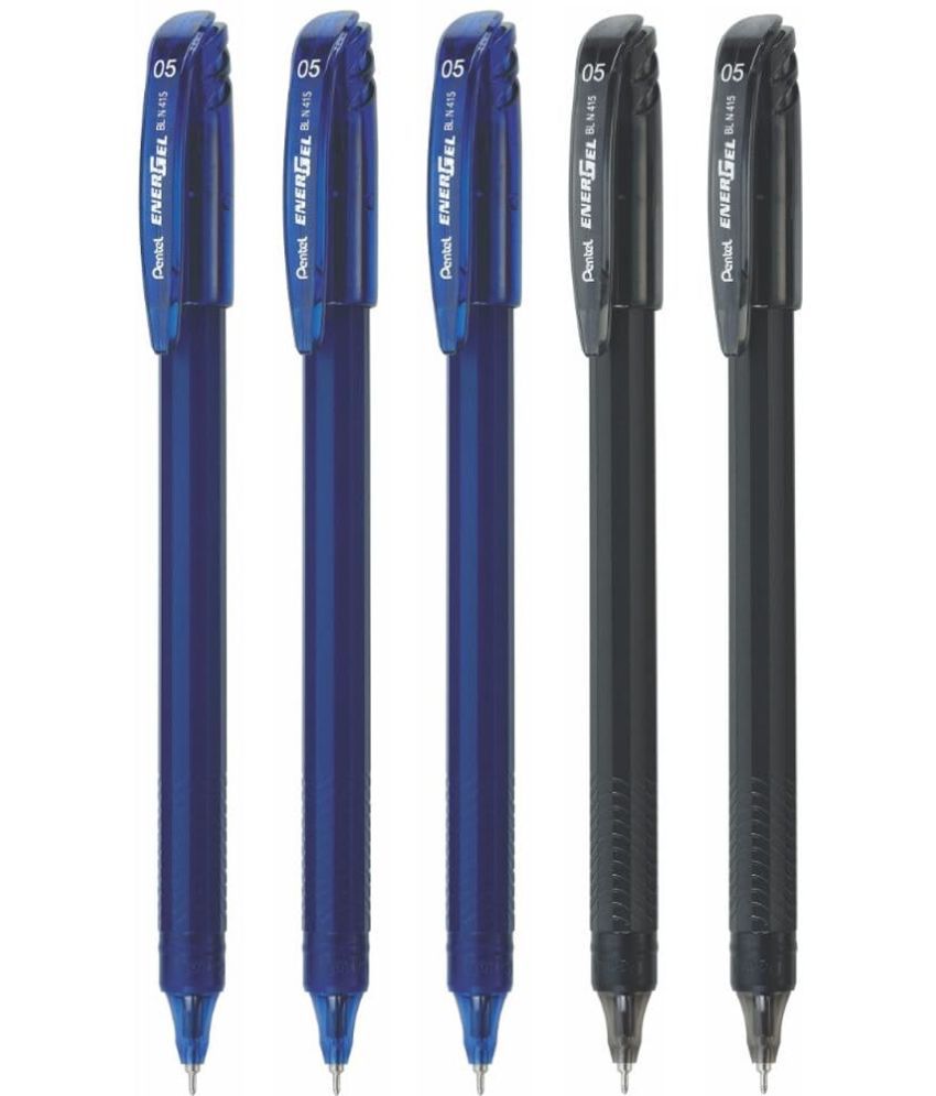     			Pentel Energel 0.5mm Roller Gel Pen | Quick Dry Ink For Smudge-Free Writing | Lightweight Gel Pen For Smooth Writing Experience | Blue & Black Ink, Pack of 5 Pens (BL415)