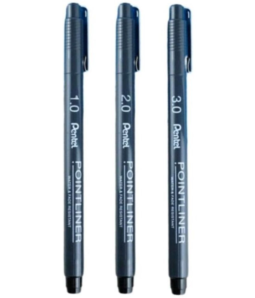     			Pentel Technical Drawing Pointliner Pen | Durable Tip & Acid Free Ink | Water And Fade Resistant Pigment Ink | Set Of 3 Pcs (1.0/2.0/3.0) | Black (S20P)