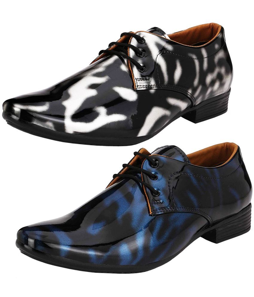     			vitoria - Blue Men's Derby Formal Shoes