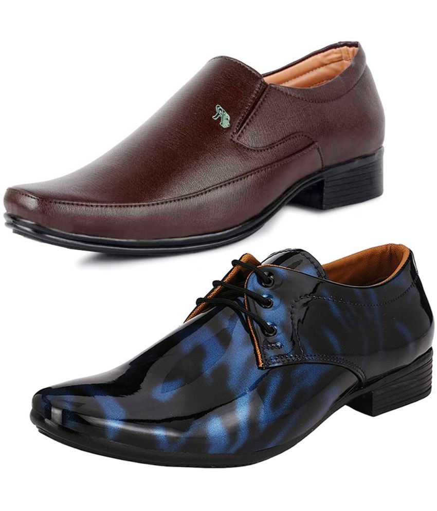     			vitoria - Blue Men's Derby Formal Shoes