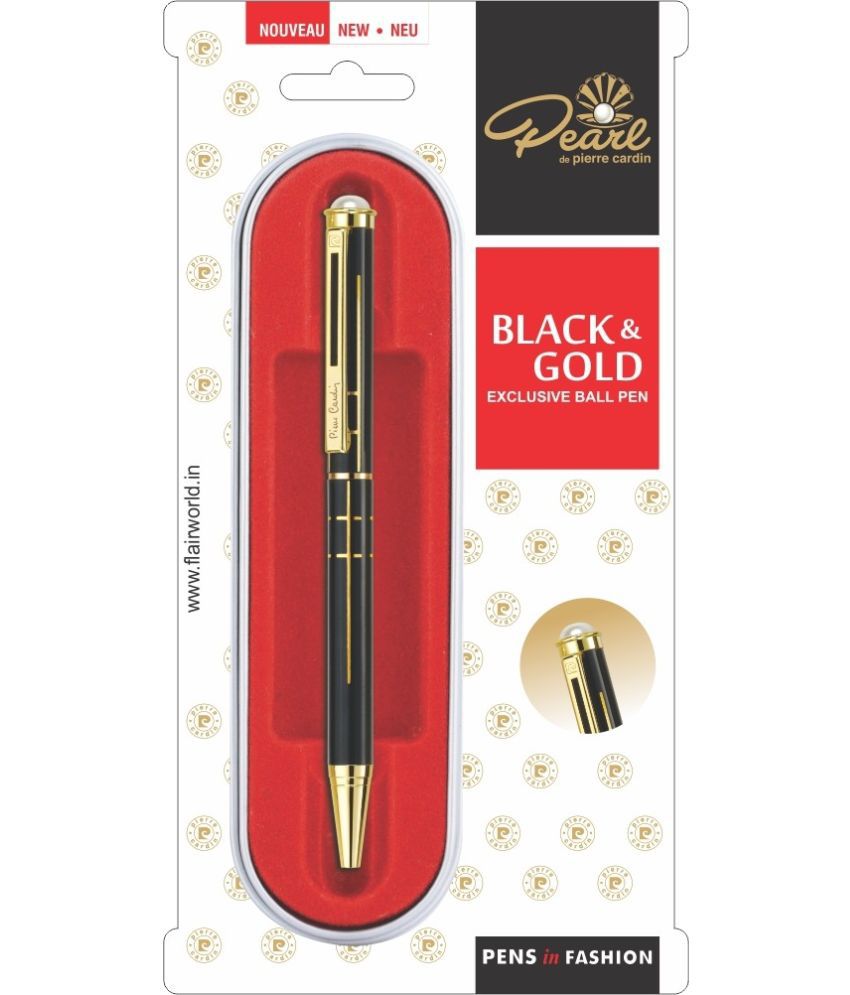     			Pierre Cardin Pearl Black & Gold Finish Exclusive Ball Pen Blister Pack | Metal Body With Pearl Studded On Top | Smudge Free Writing | Smooth Refillable Pen | Ideal For Gifting | Blue Ink, Pack Of 1
