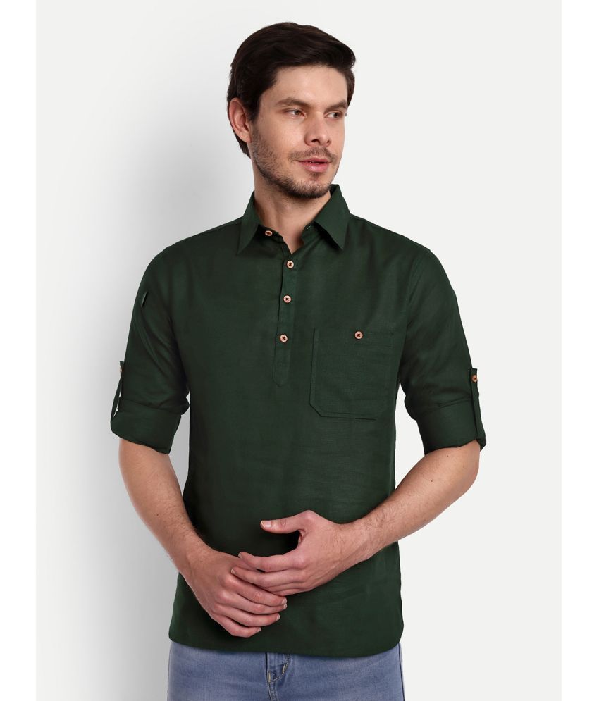     			Vida Loca - Green Cotton Men's Shirt Style Kurta ( Pack of 1 )