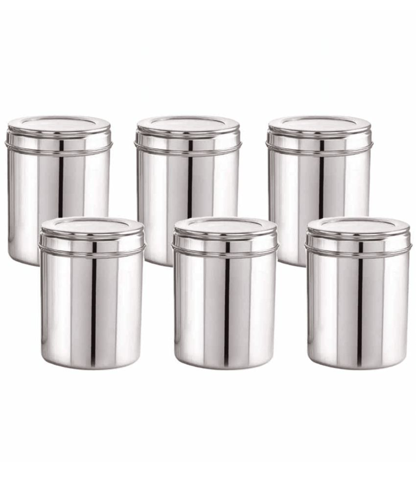     			ATROCK Steel Silver Dal Container ( Set of 6 )