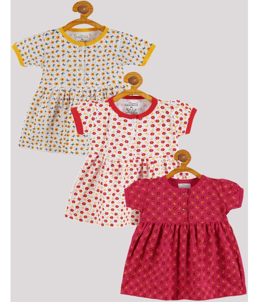     			Babeezworld - Multi Cotton Baby Girl Frock ( Pack of 3 )