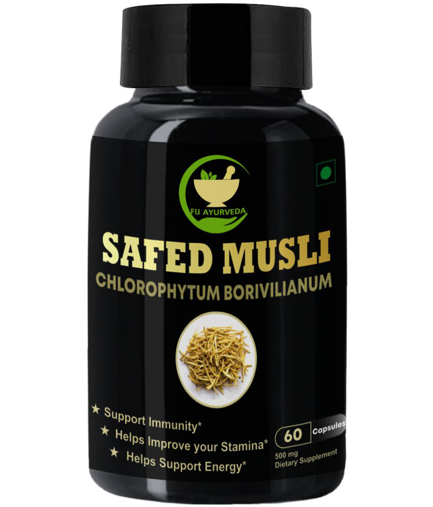     			FIJ AYURVEDA Safed Musli Extract Capsule for Stamina & Strength, 60 Capsules