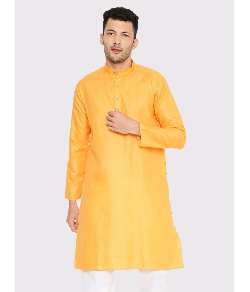     			Maharaja - Yellow Cotton Blend Men's Regular Kurta ( Pack of 1 )