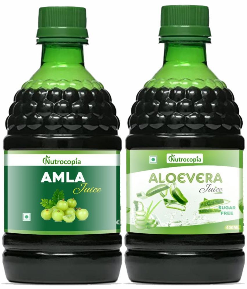     			NUTROCOPIA Amla Juice & Aloe Vera Juice For Glowing Skin Pack of 2 of 400 ML(800 ML)