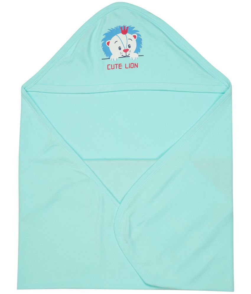     			Bodycare - Blue Cotton Hooded Baby Blanket ( Pack of 1 )